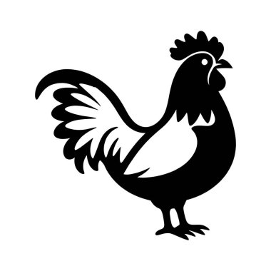 Beyaz arkaplanda izole edilmiş tavuk silueti vektörü, ana hatlı ikon vektörü illüstrasyonu 10,