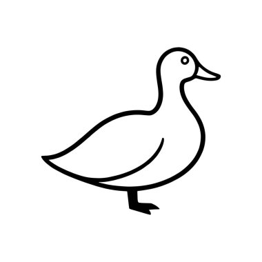 Ördek ana hatlı vektör sanatı siyah renk çizimi, ördek silueti beyaz, ördek vektörü illüstrasyonu 10 .