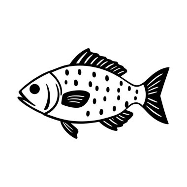 ish siluet vektör illüstrasyonu beyaz üzerinde izole, balık çizgisi sanat vektörü 10.