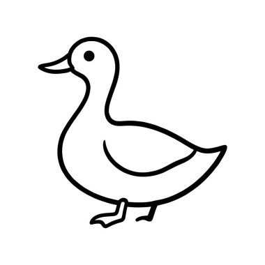 Ördek ana hatlı vektör sanatı siyah renk çizimi, ördek silueti beyaz, ördek vektörü illüstrasyonu 10 .