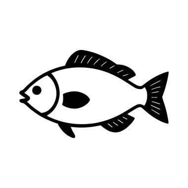 ish siluet vektör illüstrasyonu beyaz üzerinde izole, balık çizgisi sanat vektörü 10.