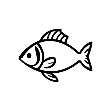 ish siluet vektör illüstrasyonu beyaz üzerinde izole, balık çizgisi sanat vektörü 10.