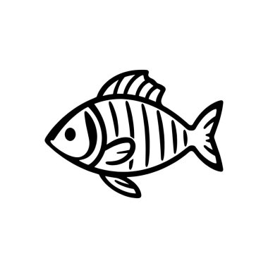 ish siluet vektör illüstrasyonu beyaz üzerinde izole, balık çizgisi sanat vektörü 10.