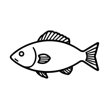 balık silueti vektör illüstrasyonu beyaz üzerinde izole, balık çizgisi sanat vektörü 10.