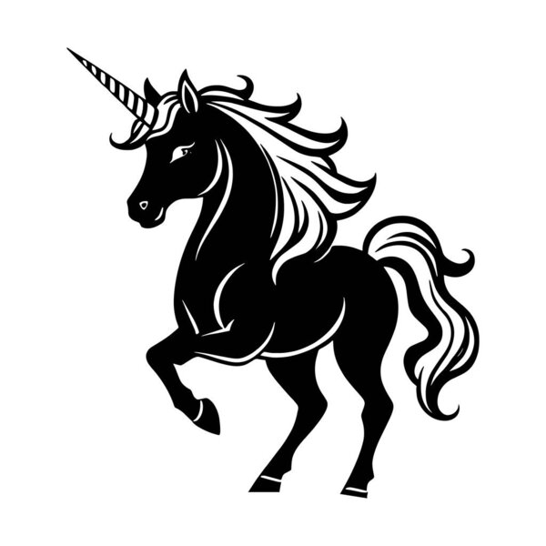 Majestic Unicorn Silhouette Vector  Perfect for Fantasy and Mythical Art Designs . unicorn vector illustration .