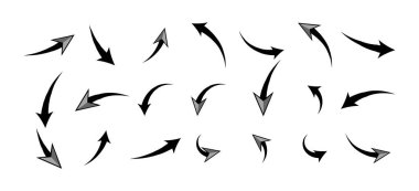 Oklar siyah set simgeleri, ok simgesi, modern basit oklar, ok vektör koleksiyonu imleci