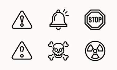 Uyarı ve Uyarı Simgeleri Vektörü Dikkat Sembol Paketi, Uyarı Simgeleri karalama, Uyarı Simgeleri ince çizgi vektörü