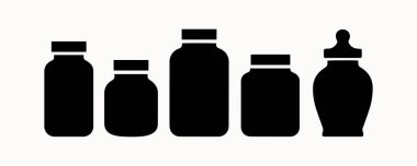 Mutfak Depolama ve Paketleme Tasarımı, Mutfak, Kiler ve Paketleme Kullanımları için Siyah ve Beyaz Kavanoz Simgesi