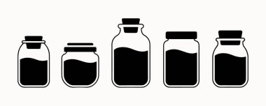 Mutfak Depolama ve Paketleme Tasarımı, Mutfak, Kiler ve Paketleme Kullanımları için Siyah ve Beyaz Kavanoz Simgesi