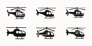 Siluet Helikopter Havacılık, Kurtarma Operasyonları, Hava Seyahati, Askeri ve Acil Taşımacılık Tasarımı için Simgeleri