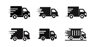 hızlı teslimat kamyonu silueti lojistik, kurye hizmetleri, e-ticaret nakliye ve nakliye tasarımları için simgeler