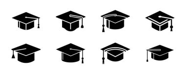 Mezuniyet Kaptanı Silueti Simgesi Akademik ve Eğitim Sembollerini Ayarladı