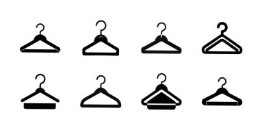 Gardırop ve Dolap Organizasyonu için Asgari Askı Silueti Simgeleri Koleksiyonu