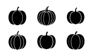 Cadılar Bayramı, Sonbahar ve Hasat Temalı Tasarımlar için Balkabağı Siluet Simgeleri