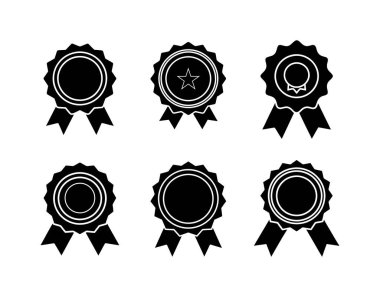 Ödül Rozeti ve Kurdele Simgesi Silueti Sertifikalar, Madalyalar ve Başarı İçin Ayarlandı