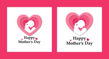  Mutlu anneler günü kadını 3D aşk biçimli çocuk posteri, Anneler Günü tebrik kartı, poster, kapak, vektör çizimi