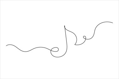 Müzik notaları bir satır çizimi ve izole edilmiş sürekli ana hatlı vektör resimleme simgesi