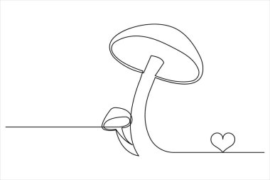 Mantar bir çizgi sanat minimalist mantarlar izole edilmiş sürekli ana hatlı vektör çizimi