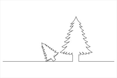 Noel ağacı bir çizgi resim minimalist izole edilmiş sürekli ana hatlı vektör çizimi
