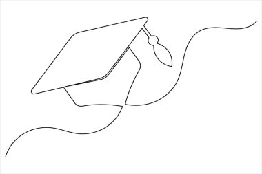 Mezuniyet simgesi bir satır minimalist basit vektör çizimi