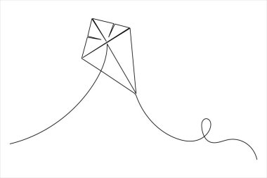 Uçurtma bir çizgi minimalist basit ana hatlı vektör çizimi