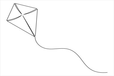 Uçurtma bir çizgi minimalist basit ana hatlı vektör çizimi