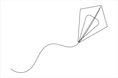Uçurtma bir çizgi minimalist basit ana hatlı vektör çizimi