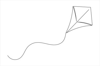 Uçurtma bir çizgi minimalist basit ana hatlı vektör çizimi