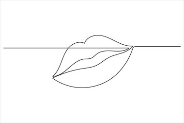 Minimalist bir çizgi dudak simgesi sürekli çizgi çizimi çizimi çizimi