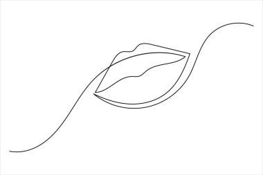 Minimalist bir çizgi dudak simgesi sürekli çizgi çizimi çizimi çizimi