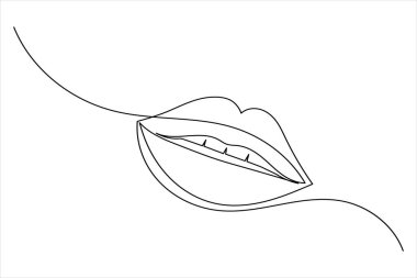 Minimalist bir çizgi dudak simgesi sürekli çizgi çizimi çizimi çizimi
