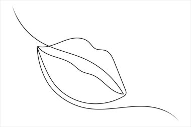 Minimalist bir çizgi dudak simgesi sürekli çizgi çizimi çizimi çizimi