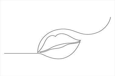 Minimalist bir çizgi dudak simgesi sürekli çizgi çizimi çizimi çizimi