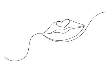Minimalist bir çizgi dudak simgesi sürekli çizgi çizimi çizimi çizimi