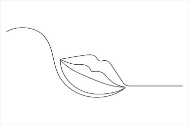 Minimalist bir çizgi dudak simgesi sürekli çizgi çizimi çizimi çizimi