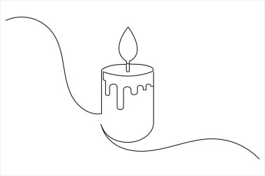 Mum simgesi sürekli tek çizgi çizimi ve minimalist biçim taslağı tasarımı
