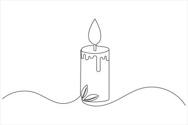 Mum simgesi sürekli tek çizgi çizimi ve minimalist biçim taslağı tasarımı