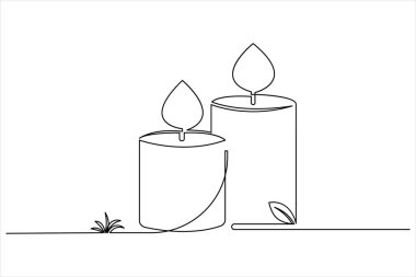Mum simgesi sürekli tek çizgi çizimi ve minimalist biçim taslağı tasarımı