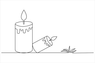 Mum simgesi sürekli tek çizgi çizimi ve minimalist biçim taslağı tasarımı