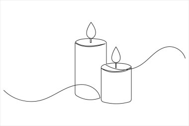 Mum simgesi sürekli tek çizgi çizimi ve minimalist biçim taslağı tasarımı