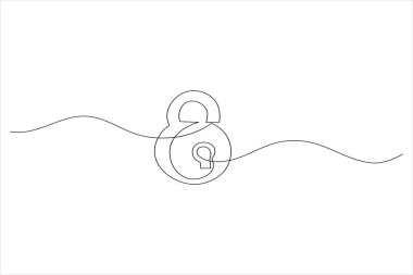 Beyaz arkaplanda izole edilmiş basit güvenli kilit çizgisi çizelgesi çizimi