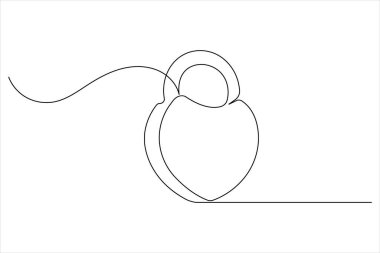 Beyaz arkaplanda izole edilmiş basit güvenli kilit çizgisi çizelgesi çizimi