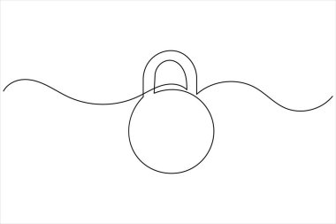 Beyaz arkaplanda izole edilmiş basit güvenli kilit çizgisi çizelgesi çizimi