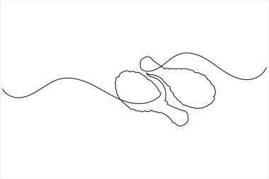 Kızarmış tavuk budu minimalist taslak biçimli beyaz arkaplan çizimi.