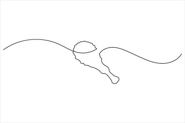 Kızarmış tavuk budu minimalist taslak biçimli beyaz arkaplan çizimi.