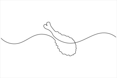 Kızarmış tavuk budu minimalist taslak biçimli beyaz arkaplan çizimi.