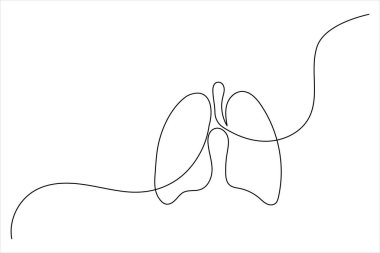 Akciğerlerin kesintisiz çizimi beyaz arka planda izole edilmiş tıbbi anatomik organ