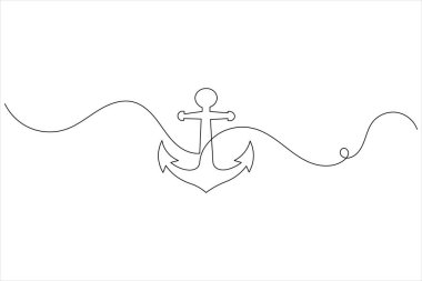 Gemi Anchor simgesi beyaz arkaplan üzerinde sürekli bir çizgi çizim biçimi vektör illüstrasyonu