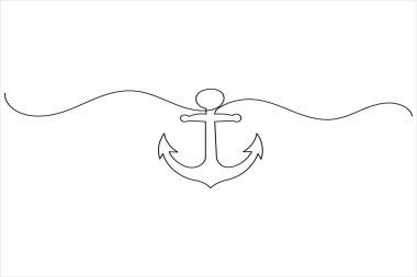 Gemi Anchor simgesi beyaz arkaplan üzerinde sürekli bir çizgi çizim biçimi vektör illüstrasyonu