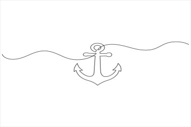 Gemi Anchor simgesi beyaz arkaplan üzerinde sürekli bir çizgi çizim biçimi vektör illüstrasyonu